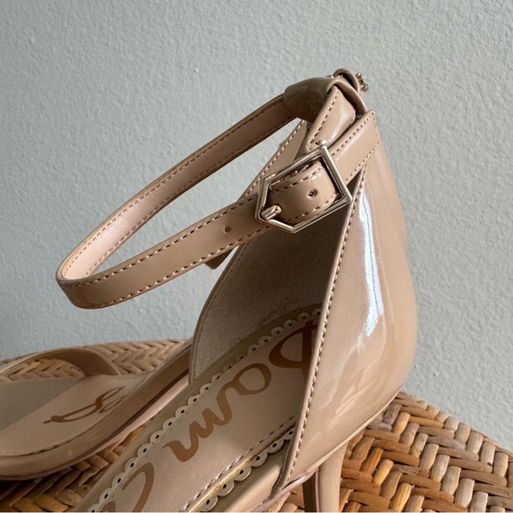 Sam Edelman Patti Ankle Strap Sandal Nude Soft Beige Patent Size 7 - Picture 2 of 16